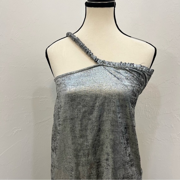 Future Collective Women Elegant Silver One-Shoulder Dress - Picture 2 of 7
